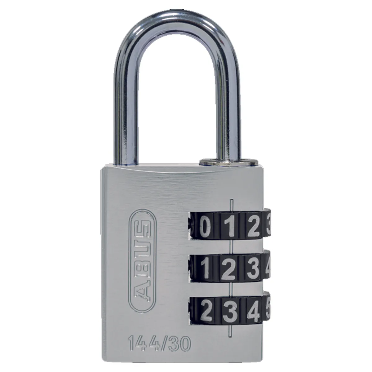 Kodehengelås 144/30 m/3 kodehjul sølv