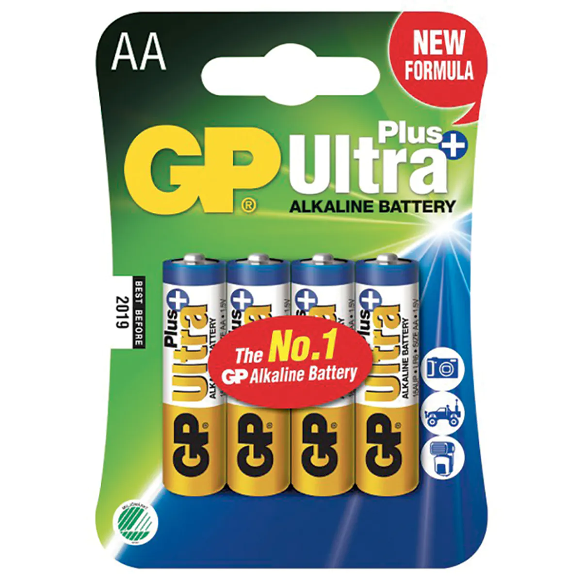 Batteri GP AA (LR6) Ultra+alkaline 1,5V 4 stk